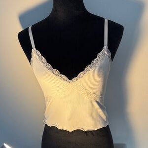 H&M Divided Cream Lace Trim Top